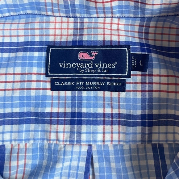 Vineyard Vines Classic Fit Murray Shirt Plaid Whale Large Button Down cotton - Picture 4 of 6